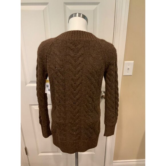 Vince Brown Wool Blend Cable-knit V-Neck Sweater, Size Small - Picture 4 of 5